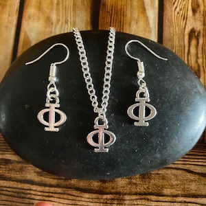Greek Phi Symbol Jewellery, Maths Symbol Necklace and Earrings, Golden Ratio Gift Set, Maths Student Gift, Art Teacher Gifts, Greek Alphabet