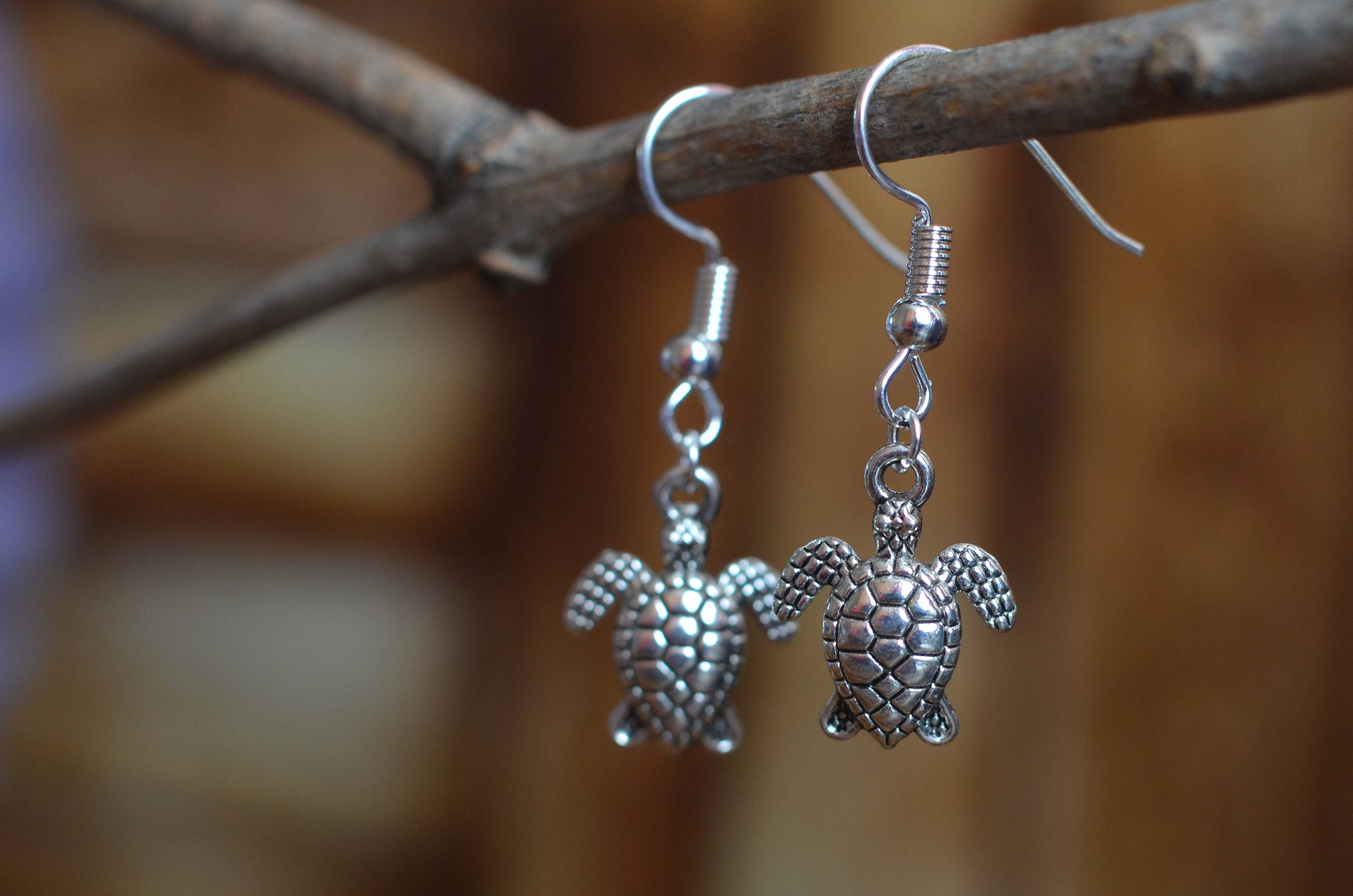 Silver Turtle Earrings Silver Plated Earrings Dangle | Etsy