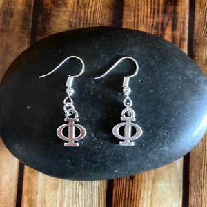 Phi Symbol Earring, Maths Jewellery, Math Student Gift, Math Symbols, Geek Jewellery, Maths Teacher Gift, Silver Plated Dangle Drop Earrings