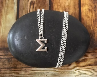 Sigma Symbol Pendant, Maths Jewellery, Sigma Necklace, Greek Alphabet, Minimalist Jewellery, Maths Teacher, Maths Student Gift, Silver Plate