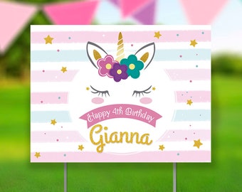 Honk for Birthday Unicorn Party Yard Sign with Stand, Unicorn Birthday, Unicorn Party, Quarantine Party, Unicorn