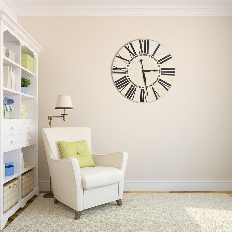 Farmhouse Wall Clock / Wood Clock / Large Clock / White Clock Etsy