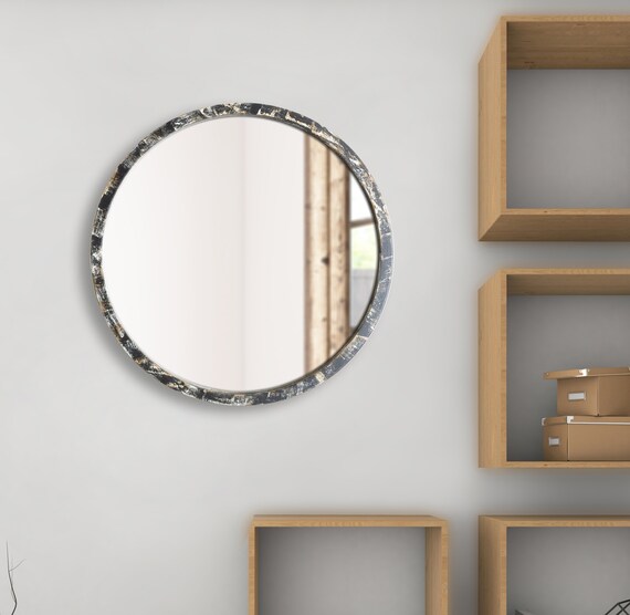 Round Wall Mirror Circle Wooden Large Modern