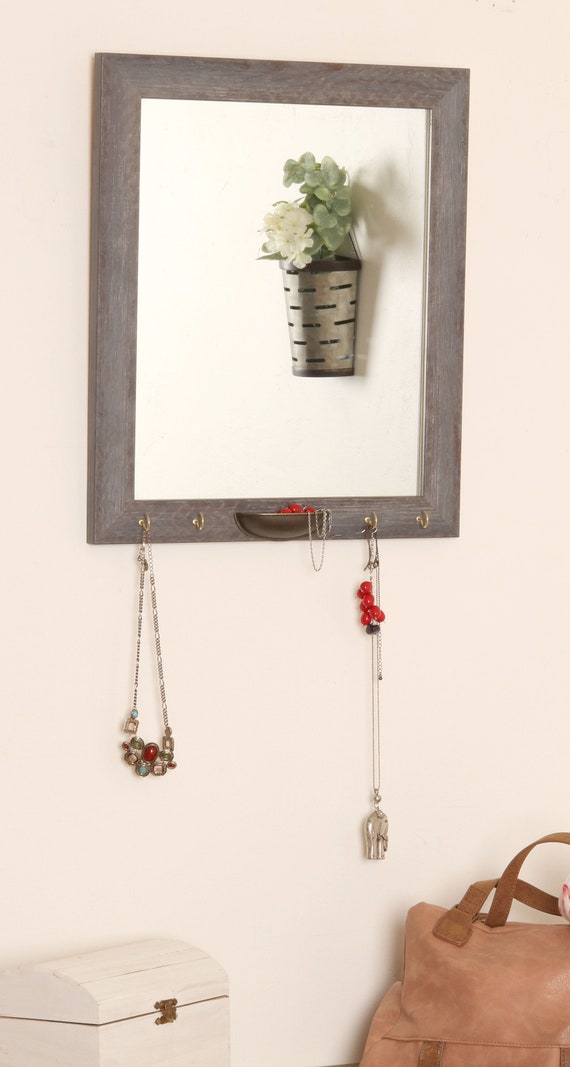 Dark Gray Brown 16 X 19 Inch Jewelry Hook Mirror Dark Gray Brown 16 X 19 Inch Jewelry