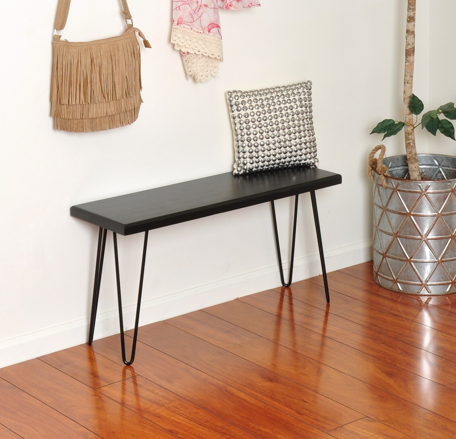 Hairpin Leg Entryway Bench Wood and Metal Bench Small Side Etsy