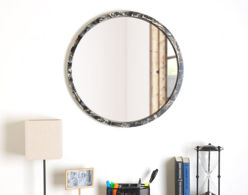 Round Wall Mirror Circle Wooden Large Modern
