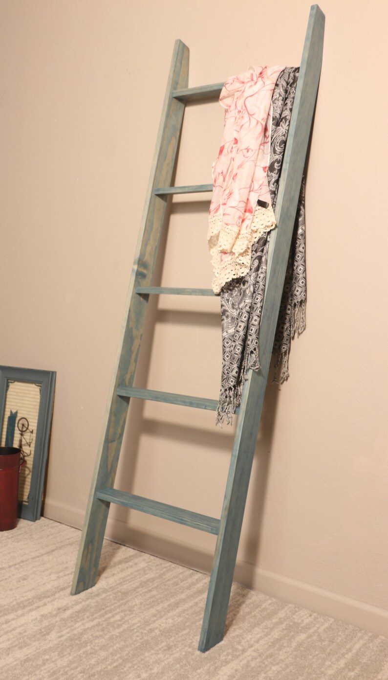 Blue Blanket Ladder / 6ft Ladder / Quilt Ladder / Beachy Etsy