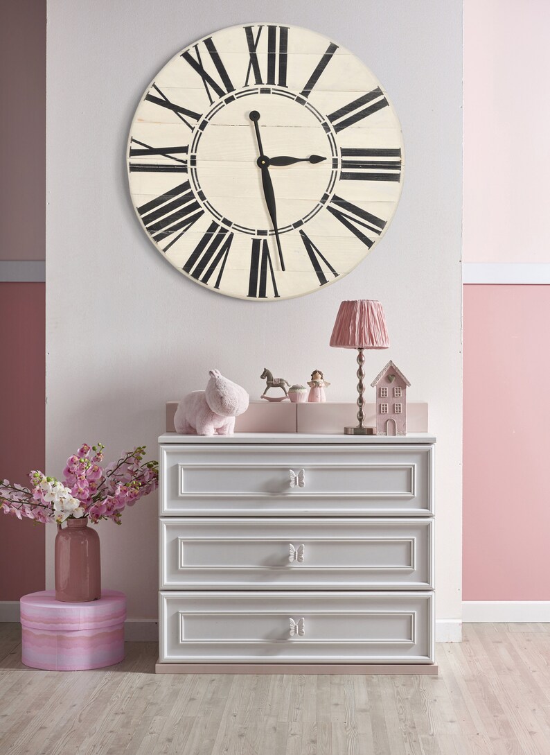 Farmhouse Wall Clock / Wood Clock / Large Clock / White Clock Etsy