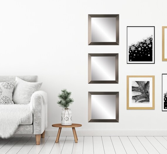 3 Pc Silver Mirror Set Gallery Wall Collection 19 5 X Square Mirrors Modern Industrial Style
