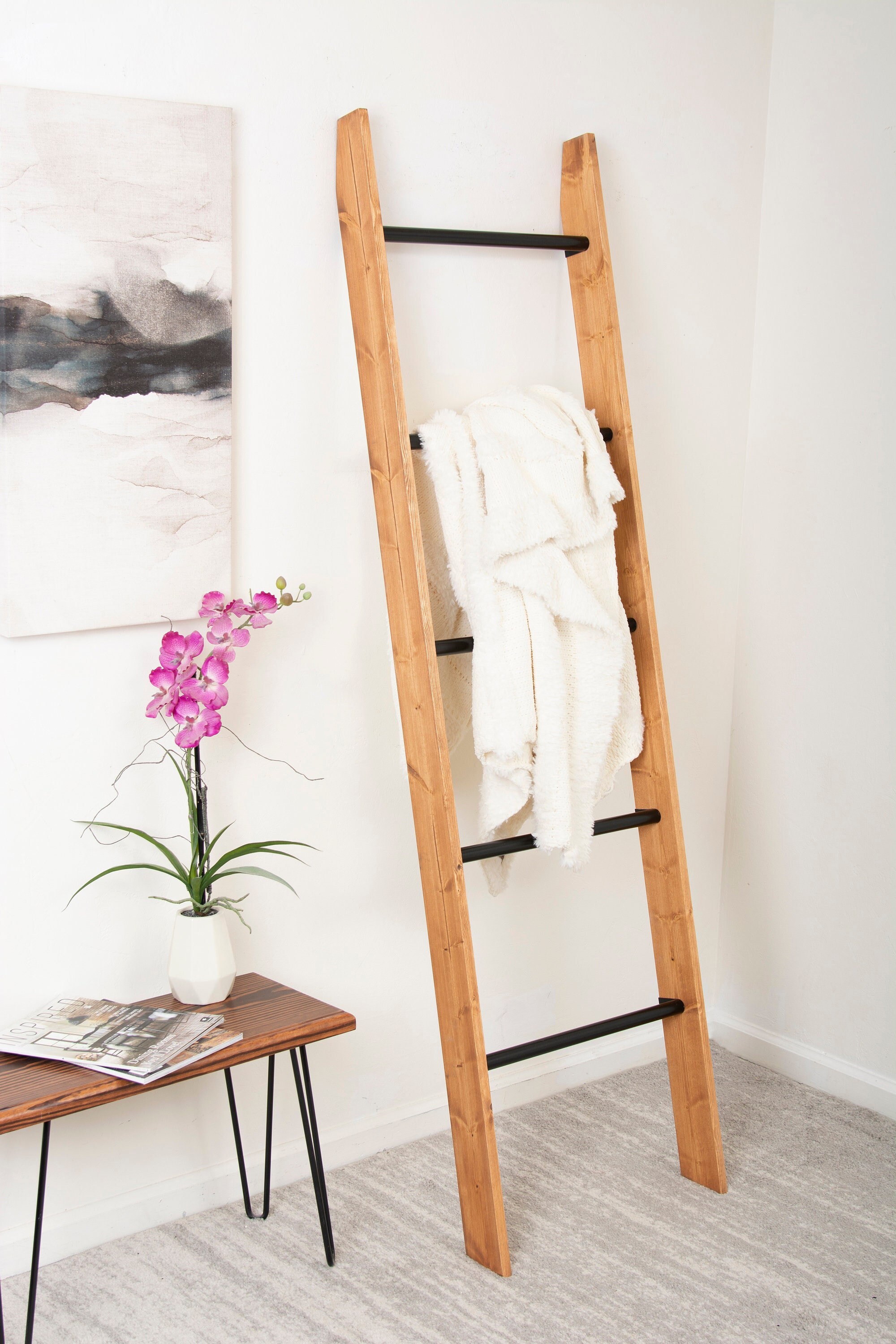 Metal Rung Blanket Ladder / 6ft Blanket Ladder / Leaning Etsy
