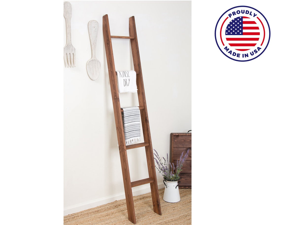 Rustic Farmhouse Decorative Wood Ladder 1.625" Deep Ladder Multiple