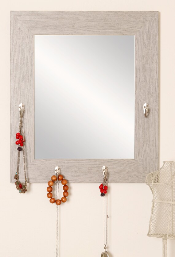 Farmhouse 18 75 X 21 Inch Grey Jewelry Hook Mirror 21 75 Inch Grey Jewelry Hook Mirror