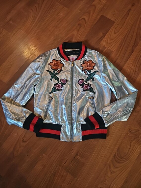 Size  Small silver AFTF Basic Bomber Jacket With … - image 3