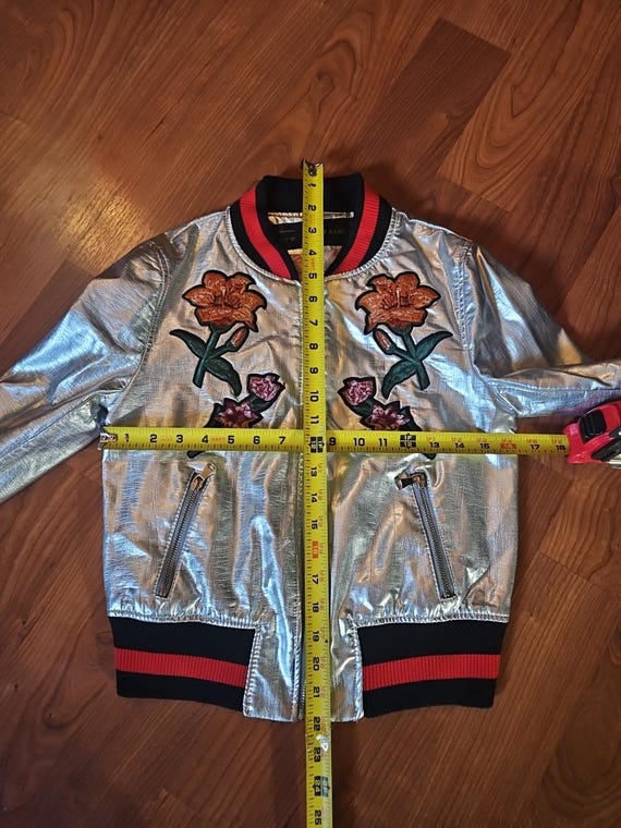 Size  Small silver AFTF Basic Bomber Jacket With … - image 6