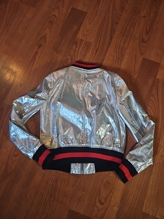 Size  Small silver AFTF Basic Bomber Jacket With … - image 7