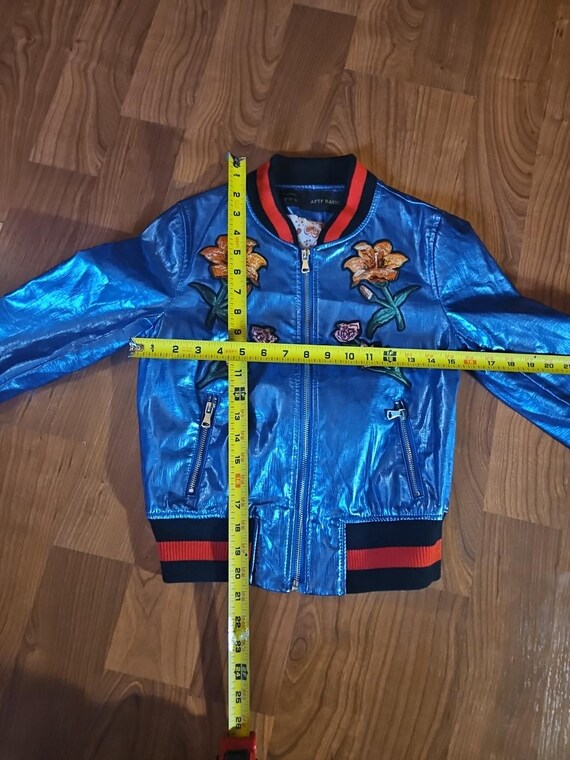 Size Small blue AFTF Basic Bomber Jacket With Emb… - image 8