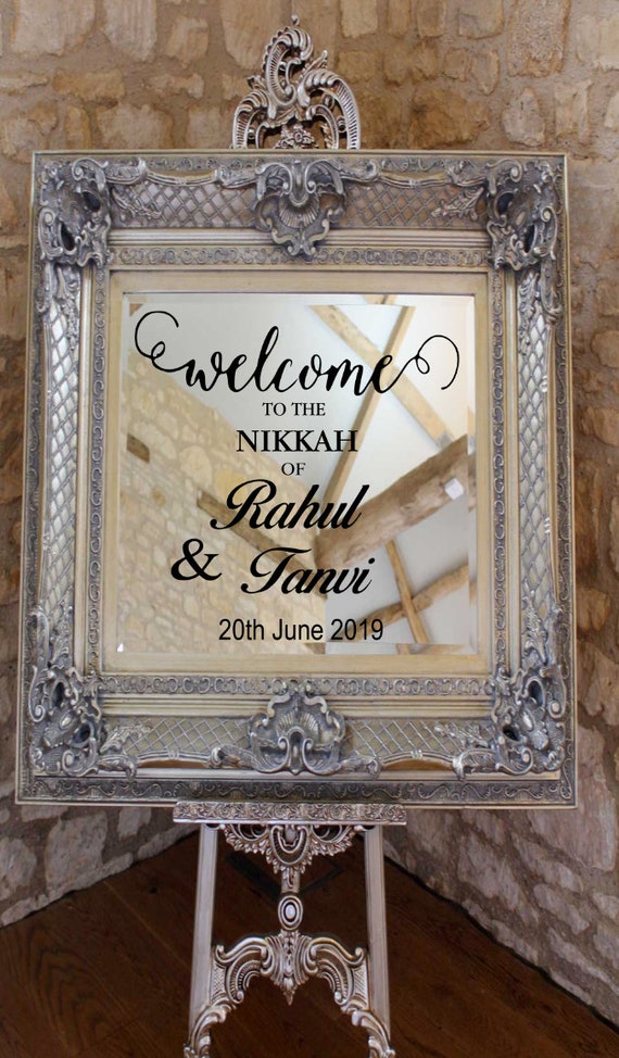 Personalised Wedding Party nikkah sign name mirror