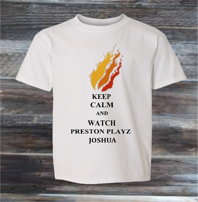 Personalised Name Preston Playz T Shirt Flames Youtube Kids Top Gift Present Youtuber Tuber Children Kt39 - prestonplayz password for roblox