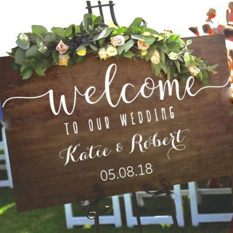 Personalised Wedding Party Welcome sign wall date Art Vinyl Decal Sticker V642 Personalised Wedding Party Welcome sign wall date Art Vinyl Decal Sticker V642