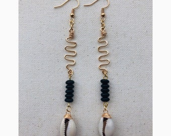 Cowrie Shell Wire Wrapped Earrings