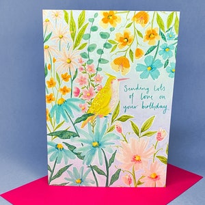 Envoyer de l'amour pour votre anniversaire carte de voeux A5 florale fleurs sauvages, cartes pour elle, carte d'anniversaire pour un ami, carte d'anniversaire pour soeur