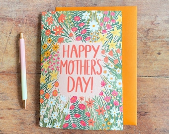 Happy Mothers Day Floral Greeting Card, Gift for Mom, Cards for Mom, Cards for Grandma, Mothers Day Gift, Stepmom Card