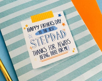 Father's Day Stepdad Sticky Note A5 Card, Bonus Dad Greeting Card