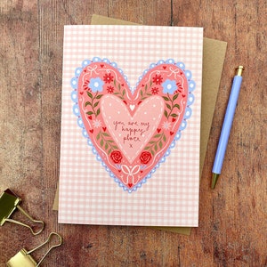 Carte de Saint-Valentin You Are My Happy Place, carte de Saint-Valentin pour elle, carte de Saint-Valentin pour lui, carte Je t'aime, carte de Saint-Valentin pour femme