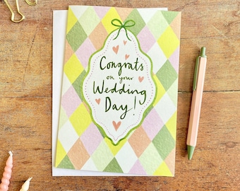 Congrats On Your Wedding Day A5 Greetings Card, Engagement Card, To The Happy Couple, Wedding Gift, Congratulations Card, Newly Weds Card
