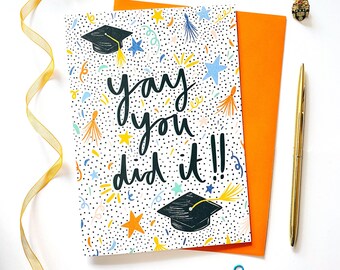 Yay You Did It Graduation Card: A5 Greetings Card, Well Done, Congratulations You Passed