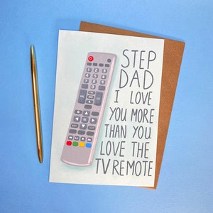 Fathers Day Step Dad TV Remote A5 Card, Funny Step Dad Fathers Day Card, Fathers Day Card From Daughter or Son, Dad TV Lover Card image 3