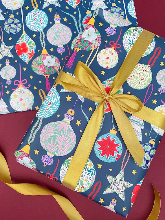 Bauble Christmas Wrapping Paper & Tags Set: Recycled Eco-Friendly Gift Wrap