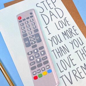 Fathers Day Step Dad TV Remote A5 Card, Funny Step Dad Fathers Day Card, Fathers Day Card From Daughter or Son, Dad TV Lover Card image 2