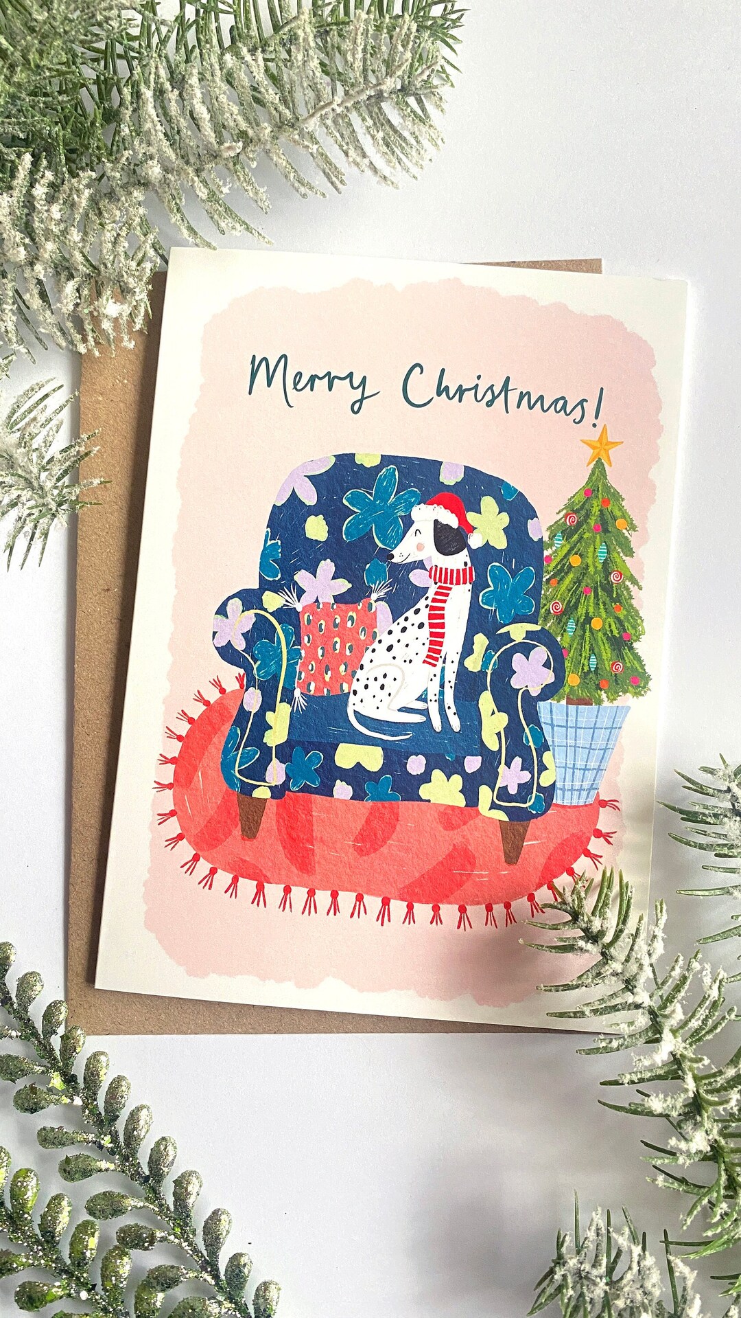 Christmas Dog Merry Christmas A5 Greeting Card, Christmas Greeting Card ...