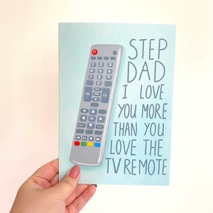 Fathers Day Step Dad TV Remote A5 Card, Funny Step Dad Fathers Day Card, Fathers Day Card From Daughter or Son, Dad TV Lover Card image 4