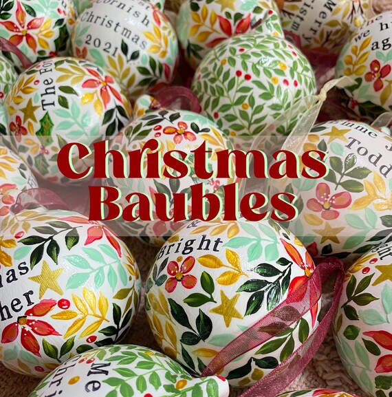 Personalised Hand Painted Ceramic Christmas Bauble, Personalised Christmas Decoration, Christmas Ornament