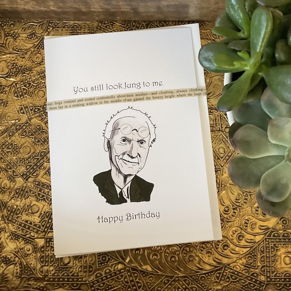 Funny Birthday Greeting Card psychiatry, history - Carl Jung 5x7 with envelope