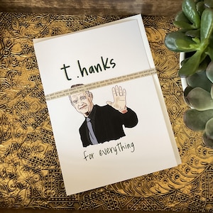 Divertida tarjeta de agradecimiento de Tom Hanks T.Hanks por todo: celebración, reconocimiento, nuevo trabajo - 5x7 con sobre