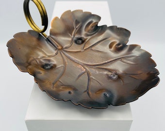 Vintage Copper Craft Guild Leaf Dish | MCM Metal Catchall