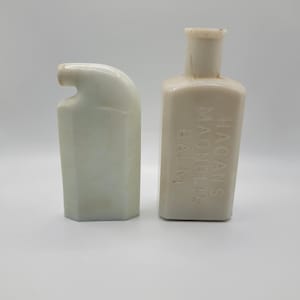 Antique Hagan&#39;s Magnolia Balm Bottle & Antique Odols Mouthwash Bottle | Vintage Apothecary Decor | Collectible Bottles | Milk Glass