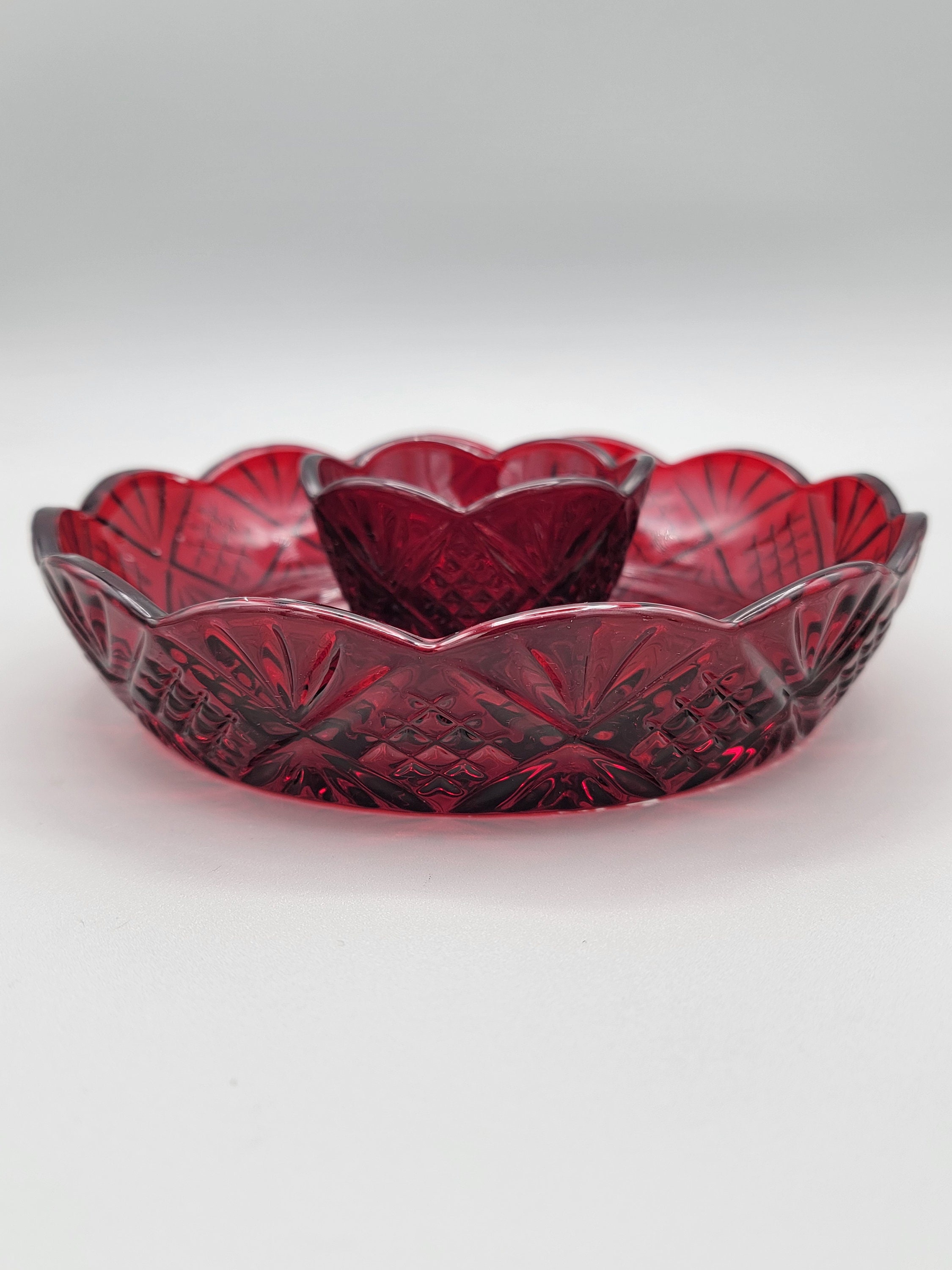 Godinger Dublin Red Shannon Crystal Chip and Dip Serving Bowls, Set of