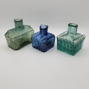 Antique Aqua | Blue Glass Ink Wells