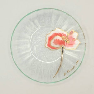 Small vintage signed Art flower dish
