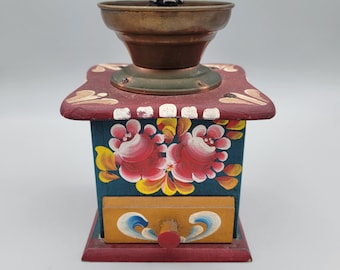 Vintage Hand Painted German Coffee Grinder | Bavarian