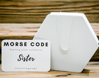 Sister Morse Code sterling silver necklace, hidden message, siblings gifts, layering necklace, delicate jewellery for women, gift for sister