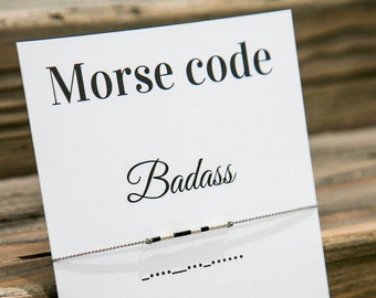 Badass Morse Code Warrior Wristband | Secret Message Morse Code Cuff | Empowerment Through Morse Code | Gift for Boyfriend Girlfriend | Gift