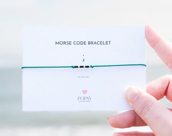 Semikolon-Morse-Code-Perlenarmband, Geschenk für psychische Gesundheit, Morse-Code-Armband, Geschenk für Depression, Semikolon-Armband, Semikolon-Schmuck