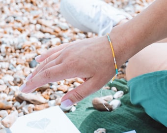 Tiny Miyuki Delicia Seed Bead Bracelet: Colourful Adjustable String