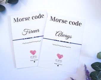 Forever and always Morse code bracelets, couples matching bracelets, wedding anniversary gifts for her, anniversary gift for him