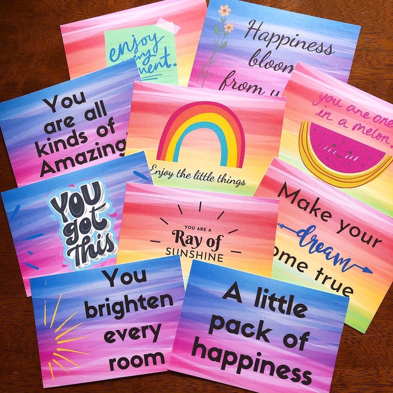 Pack of happiness cards motivational cards for her inspiring Etsy
